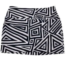 Express Black and White Geometric Mini Skirt Y2K